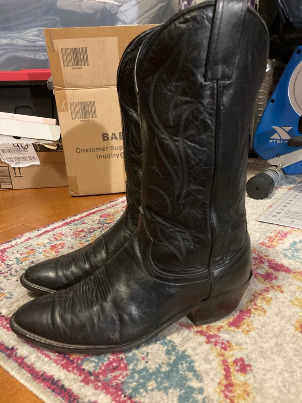 Vintage Laredo Mens Black Leather Western Cowboy Boots Size 8.5 - Picture 2 of 12